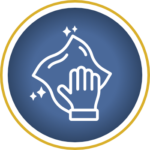 Icon showing hand cleaning with towel, representing housekeeping amenity