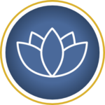 Icon showing flower, representing hair salon, barber and spa amenity