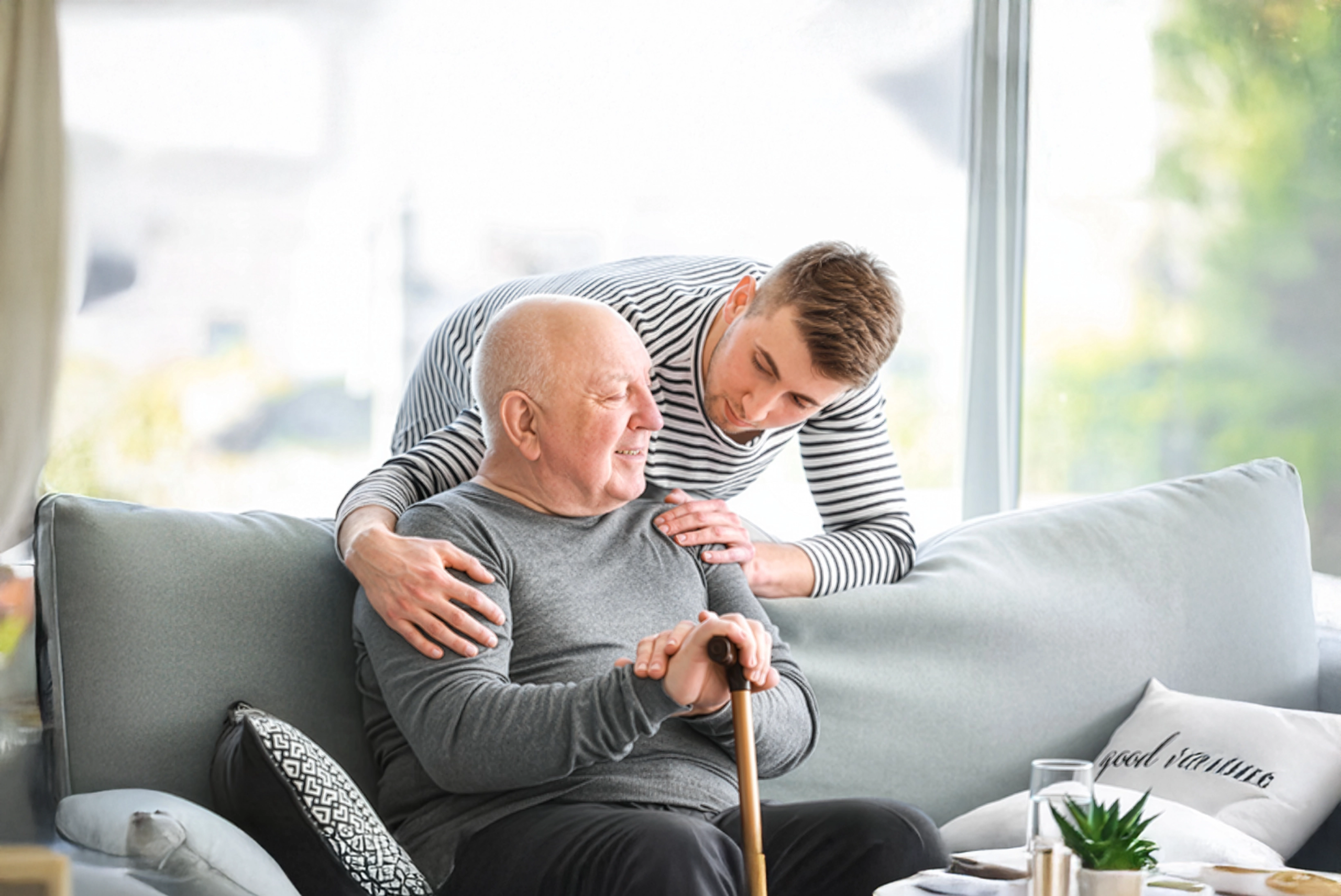 senior and caregiver